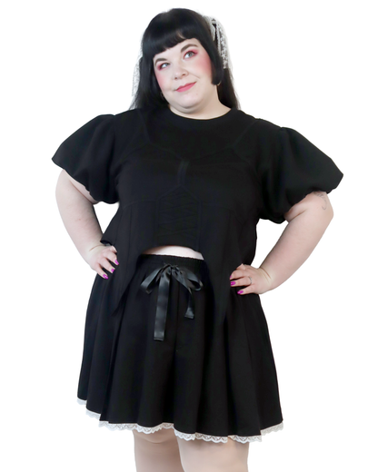 Arsenic Corset Short Sleeve Sweatshirt - Black