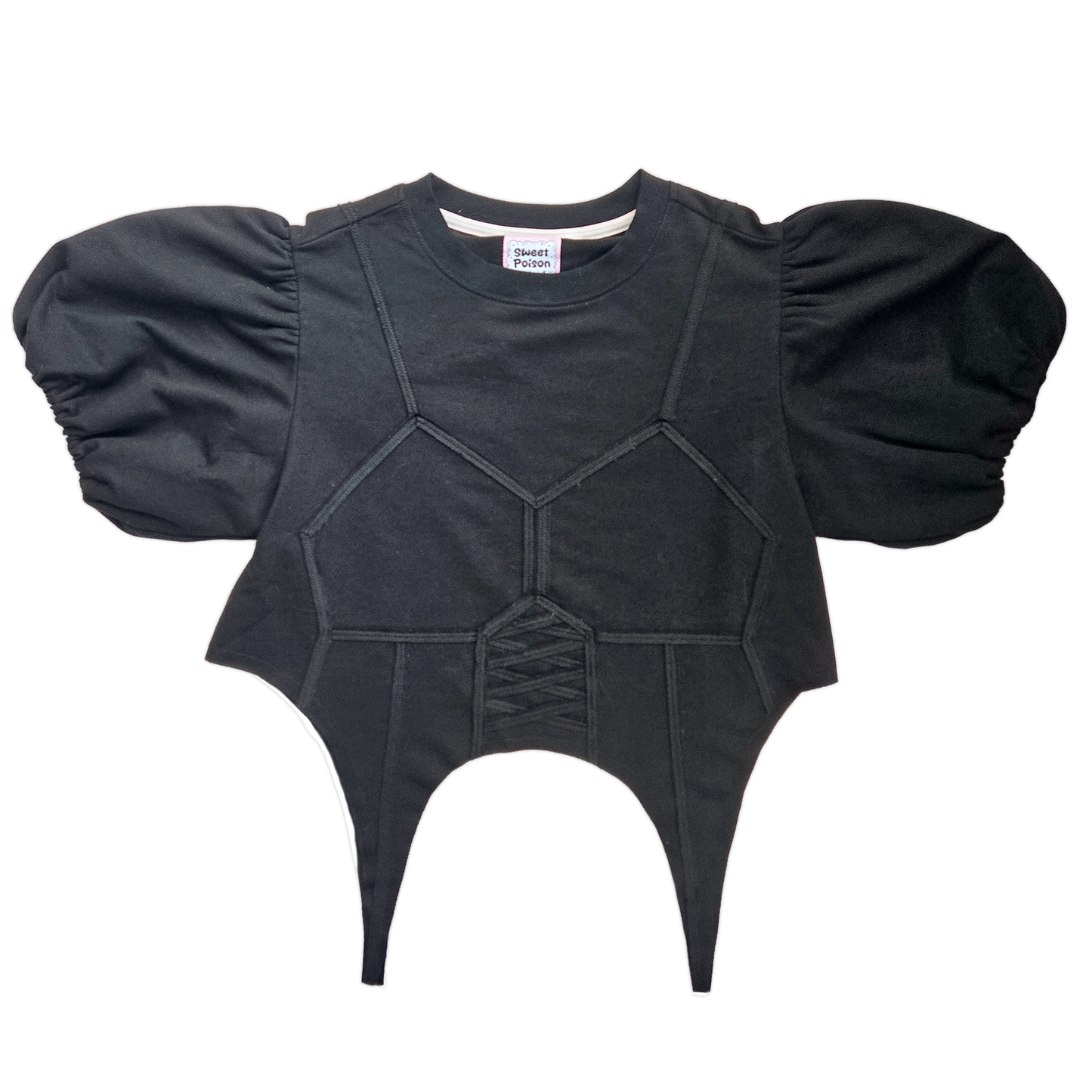 Arsenic Corset Short Sleeve Sweatshirt - Black