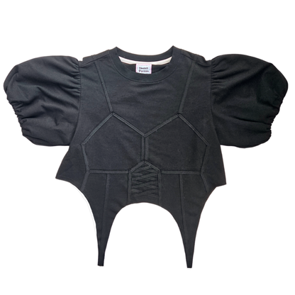 Arsenic Corset Short Sleeve Sweatshirt - Black